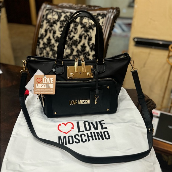 Love Moschino Handbags - LOVE MOSCHINO BORSA NERO BLACK BAG HANDBAG DESIGNER PURSE NEW